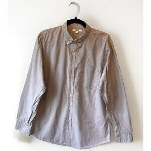 Uniqlo‎ Shirt Mens Large Gray Checkered Button Up Long Sleeve Casual 100% Cotton